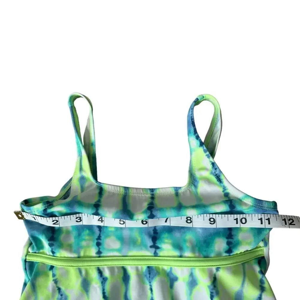 Justice Swim Tops (2) Tankini Ruffle Tie Dye Geometric Neck Tie Girls Size 8
